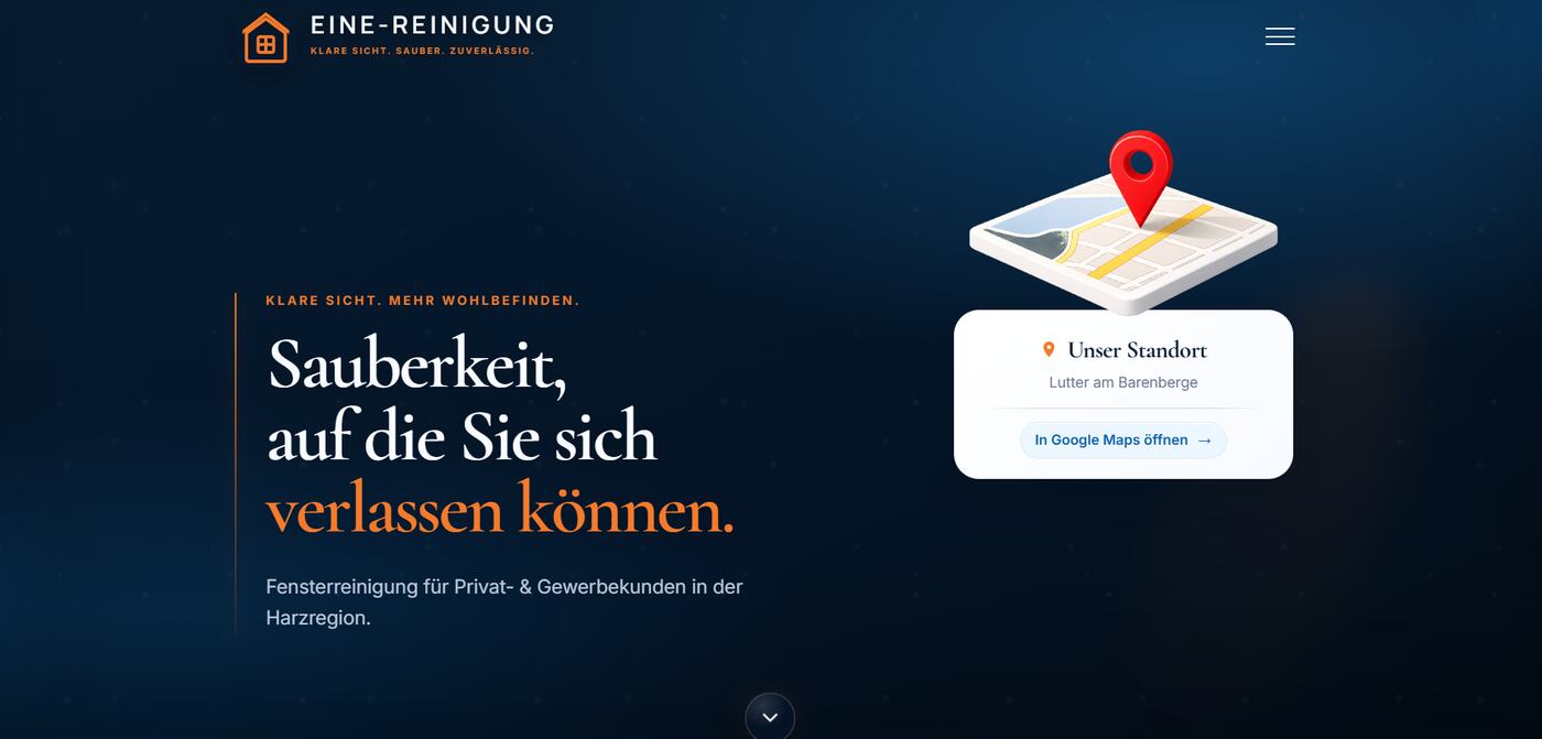 Website Eine-Reinigung - Vorschau des Unternehmensauftritts
